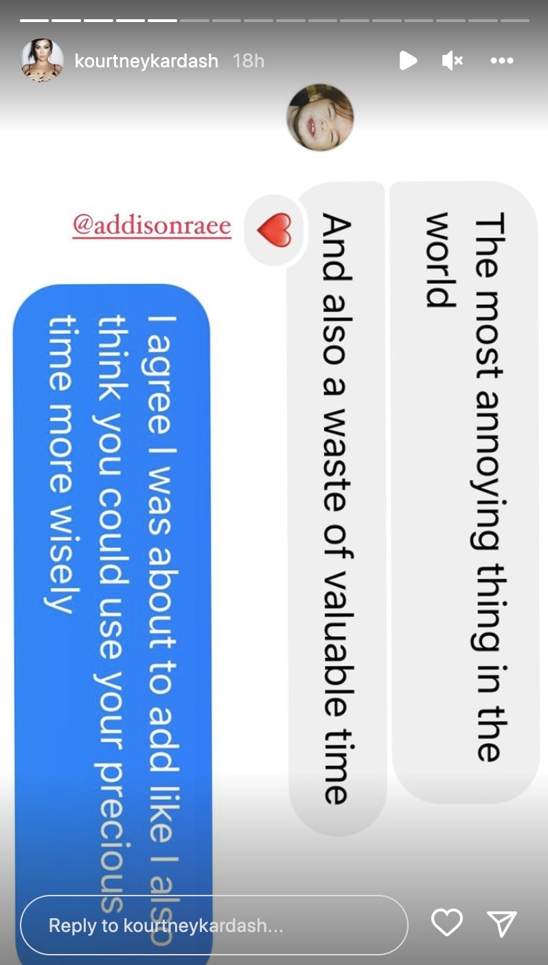 A screenshot of Addison&#x27;s message