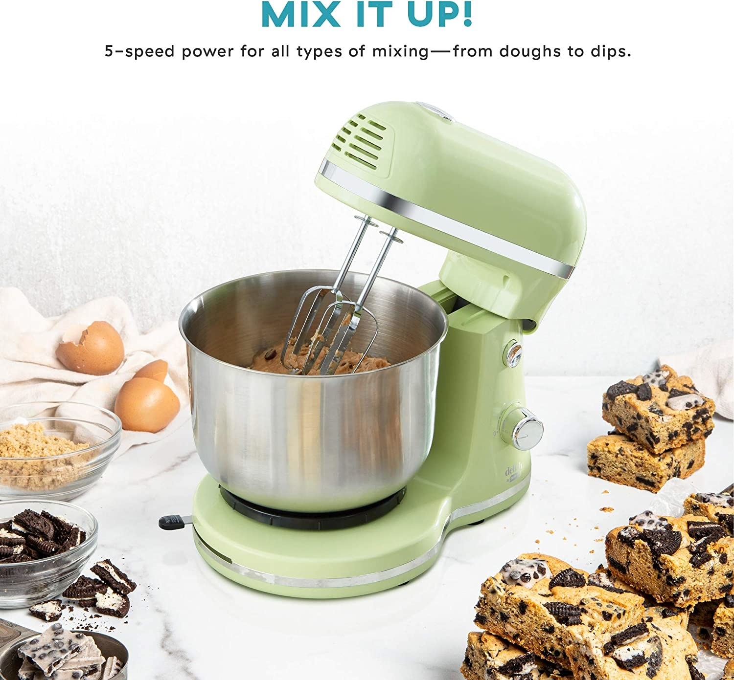 The stand mixer in pastel green