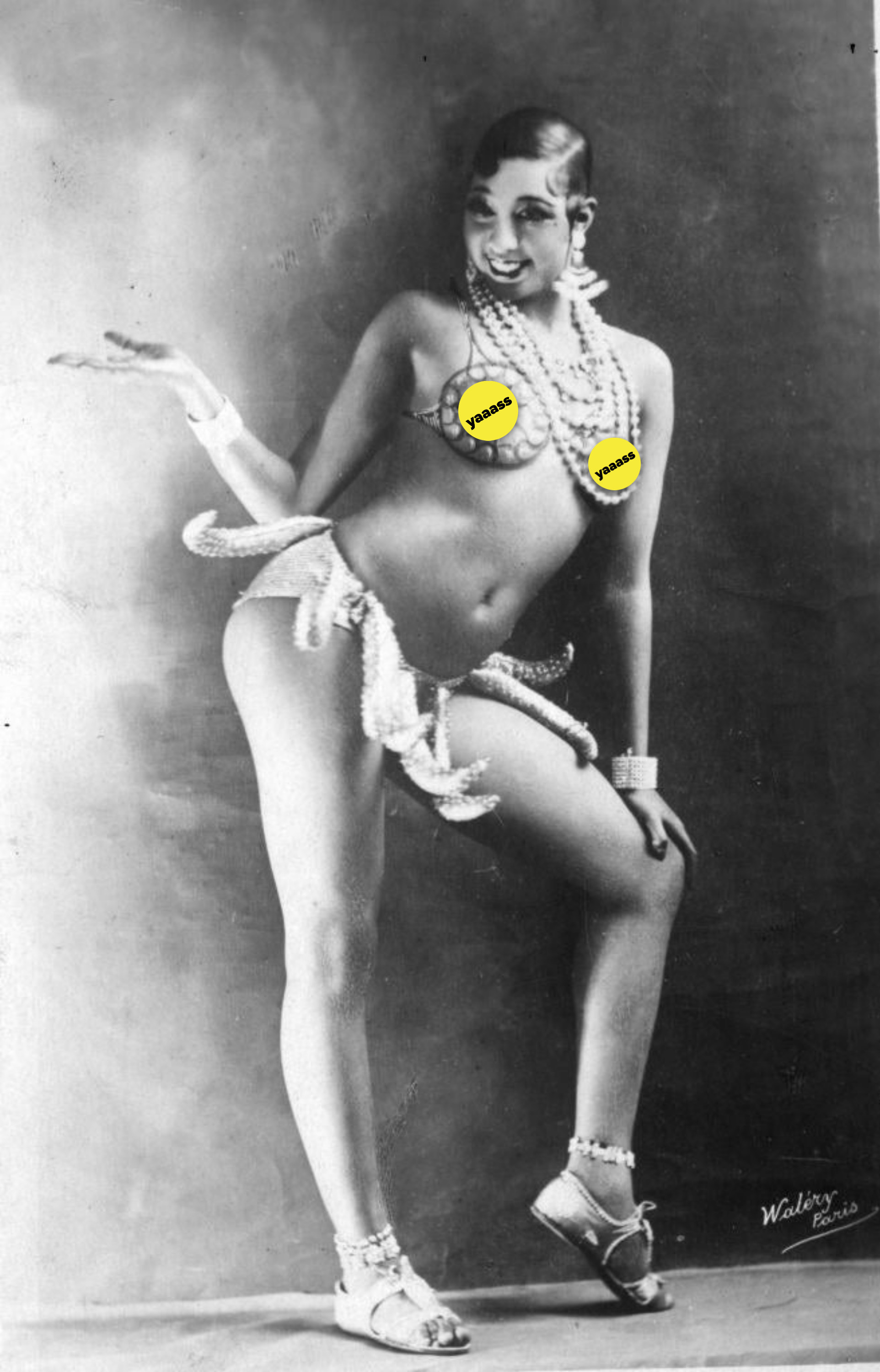 Baker posing for a portrait in a dance outfit in the mid-'20s