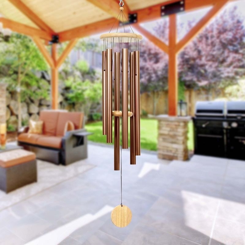 the bronze and wood wind chime