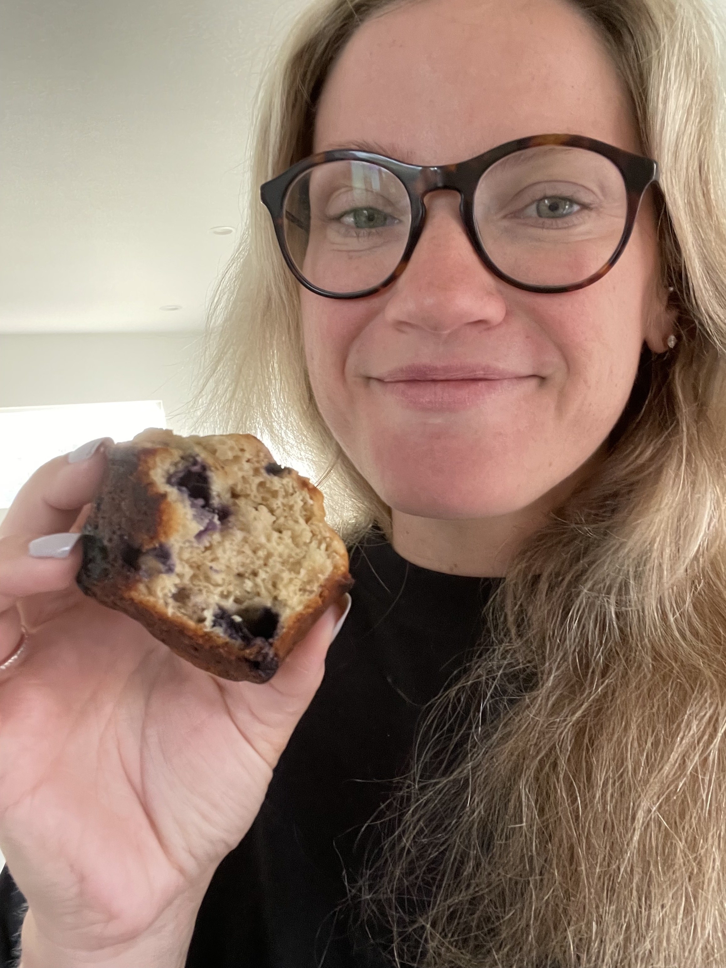 author with a muffin