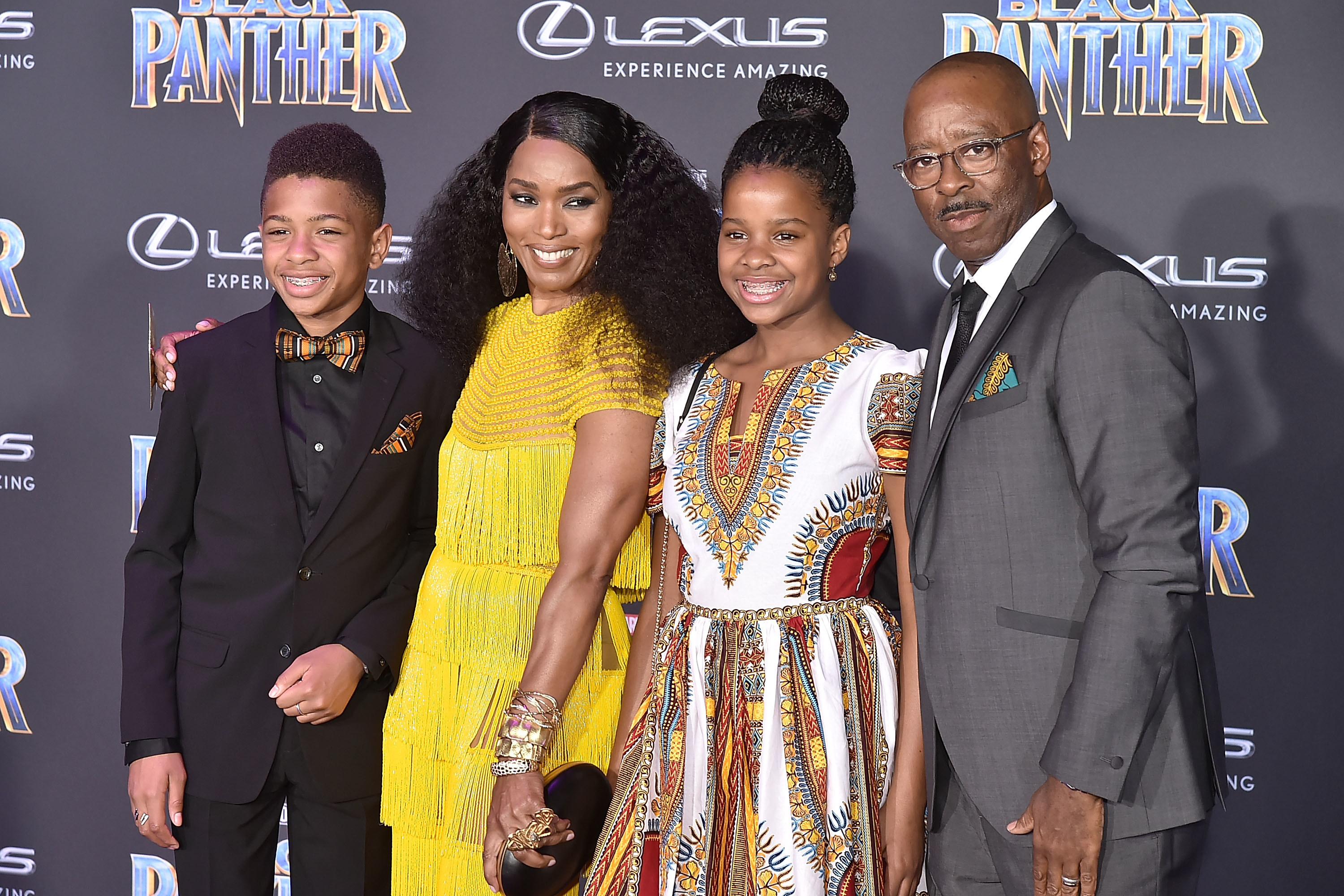 Slater Vance, Angela Bassett, Bronwyn Vance, and Courtney B. Vance are seen at the 2019 premiere of &quot;Black Panther&quot;