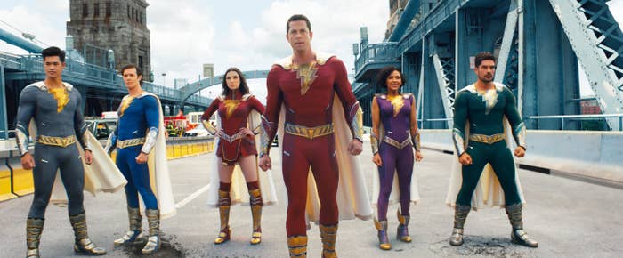 The cast of Shazam! in their costumes