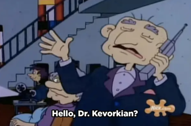 A man saying, &quot;Hello, Dr. Kevorkian?&quot;