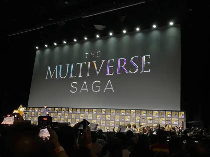 The giant screen now says The Multiverse Saga