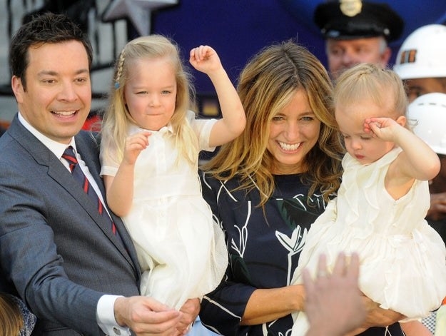 Jimmy Fallon, Nancy Juvonen, and their kids, Winnie and Franny, attend the Universal Orlando &quot;Race Through New York Starring Jimmy Fallon&quot; opening event on April 6, 2017