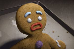 gingy, an animated gingerbread man, from shrek