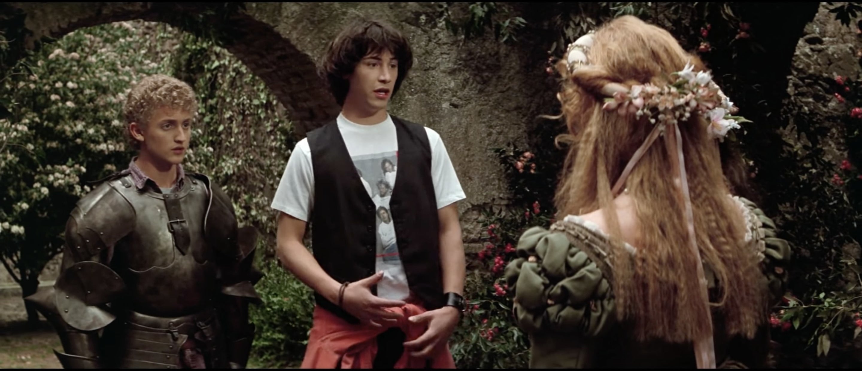Bill and Ted talk to a woman in &quot;Bill and Ted&#x27;s Excellent Adventure&quot;