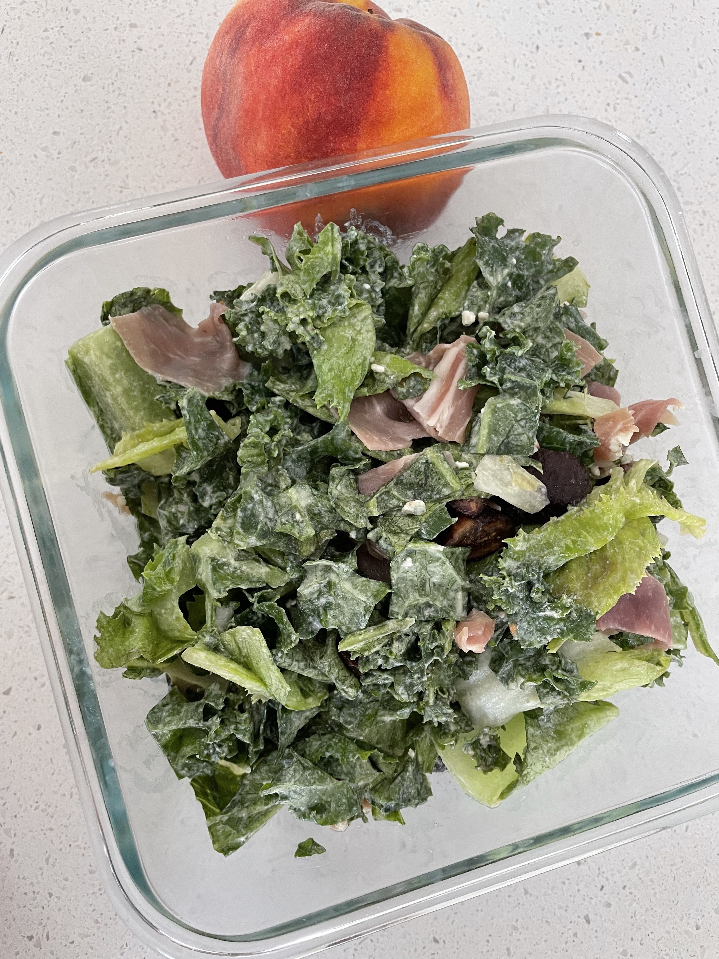 leftover kale salad with a peach