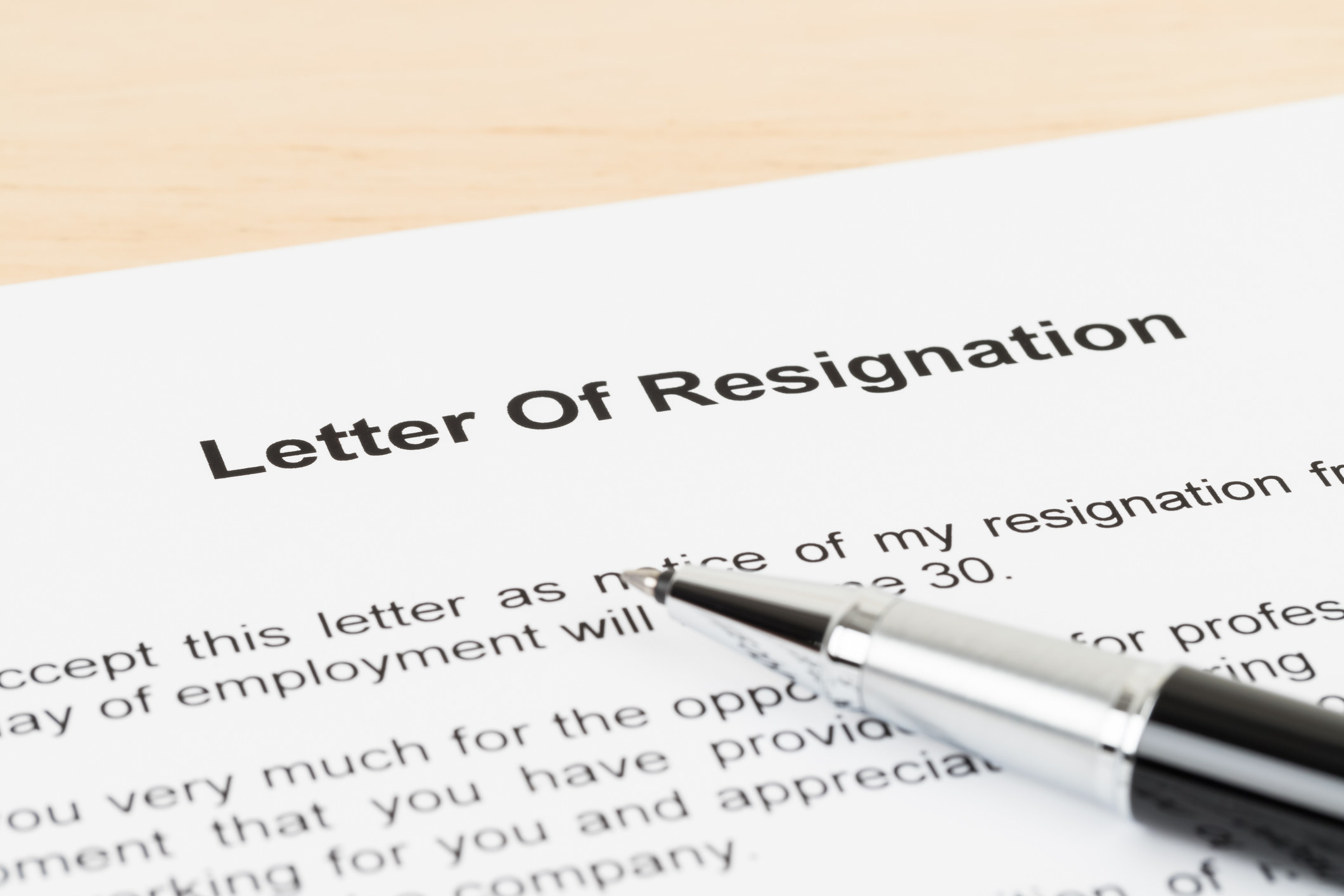 A letter of resignation