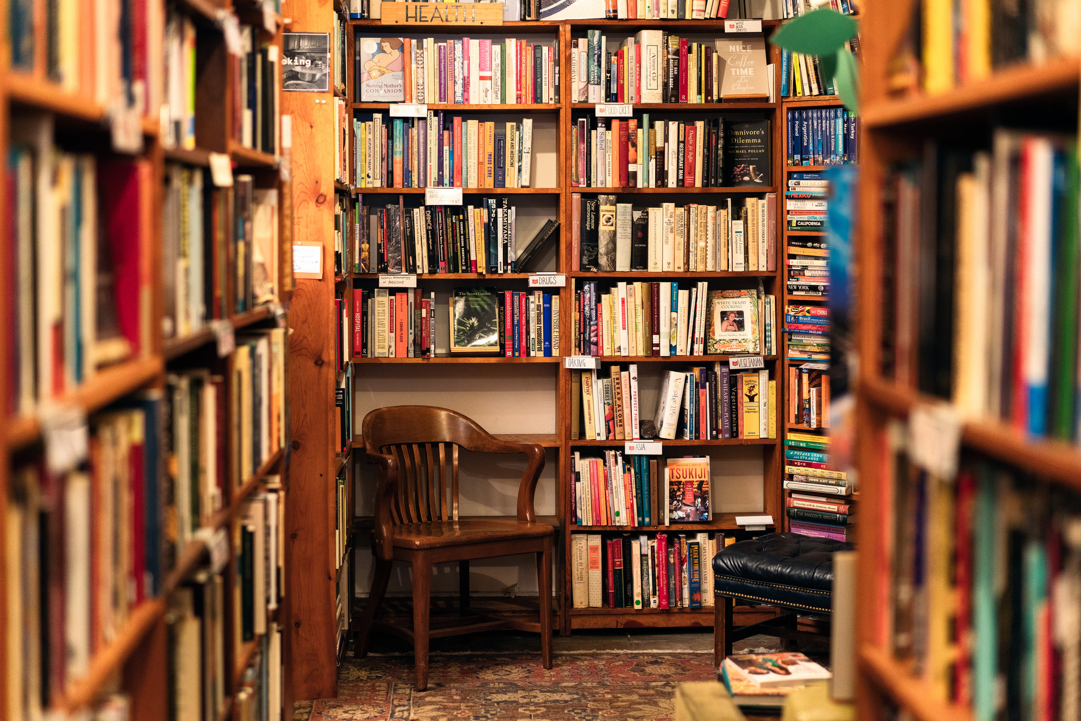 Bookshelves in a used bookstore