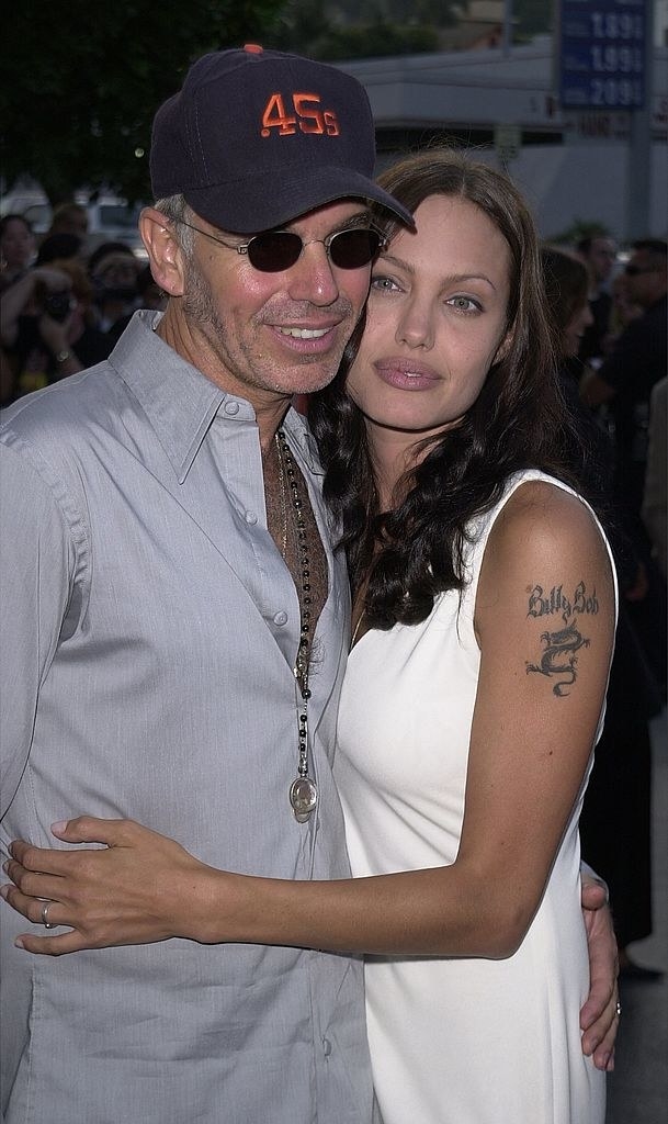 Angelina and Billy embracing cheek to cheek