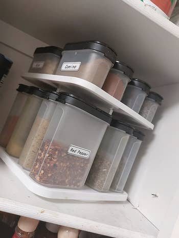 reviewer photo of containers with labels on them made with label maker