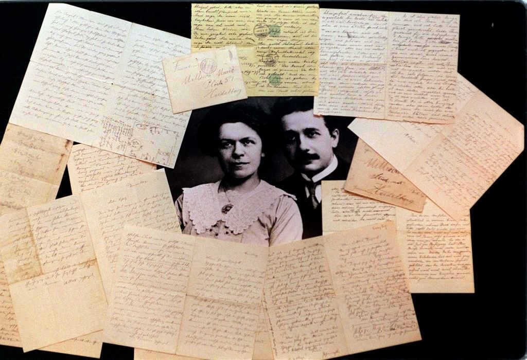 letters and a picture of Albert Einstein with Mileva Maric