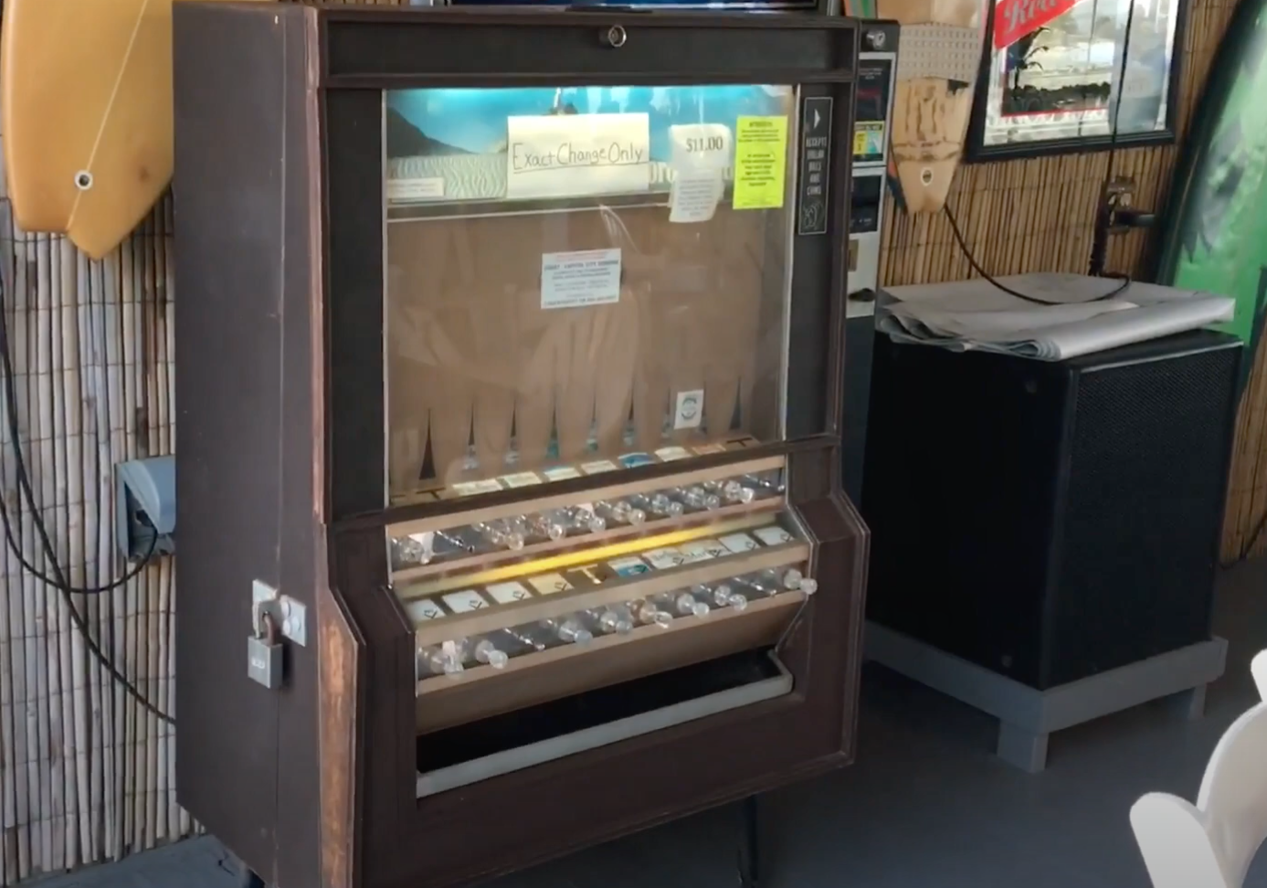 A vending machine that dispensed cigarettes