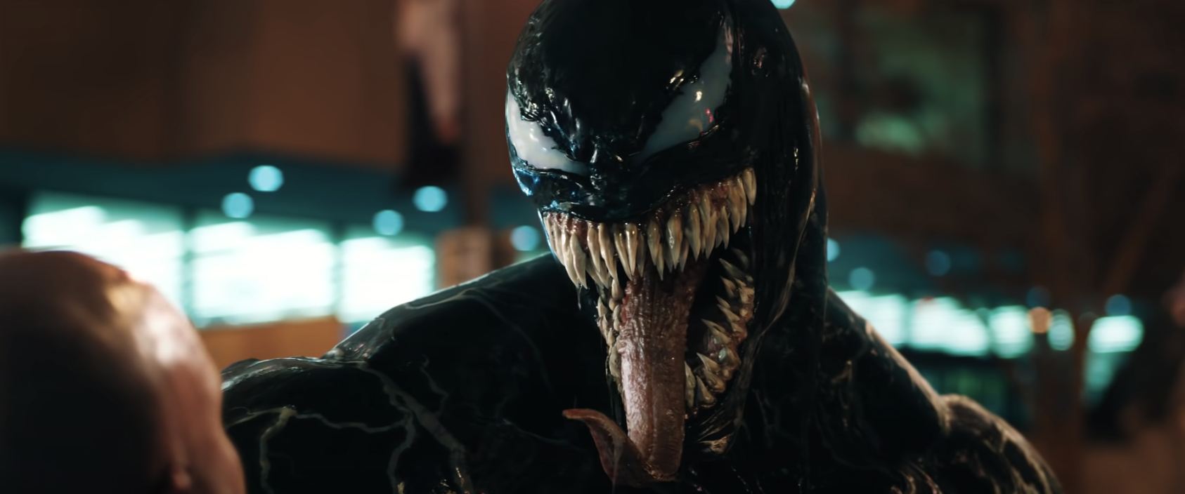 Venom sticks his tongue out