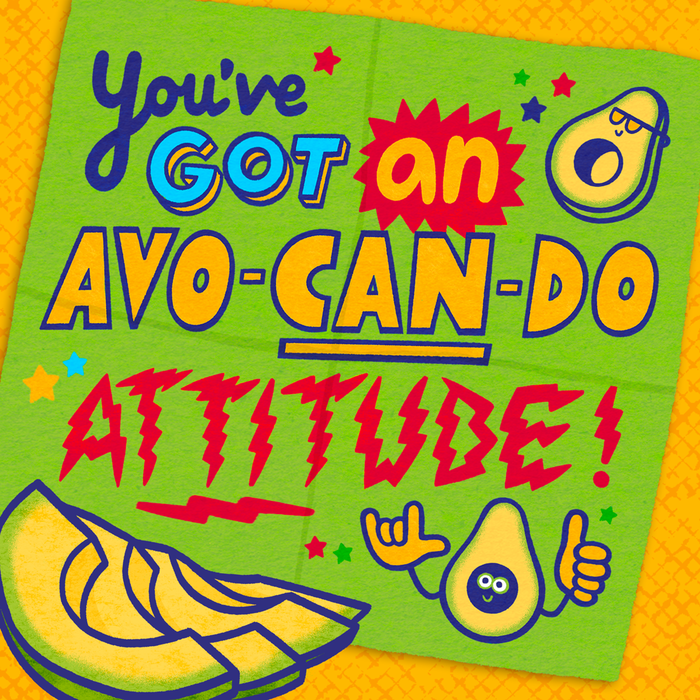 A school lunchbox note reading: &quot;You’ve got an avo-can-do attitude&quot; with avocado
