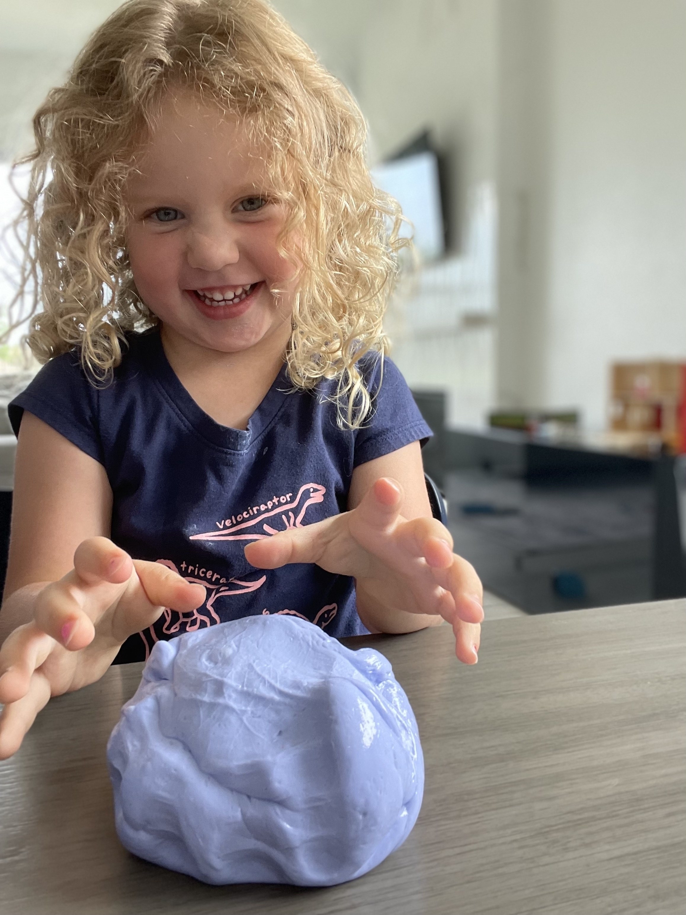 author&#x27;s daughter playing with slime