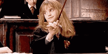 Gif of Emma Watson as Hermione Granger casting a spell