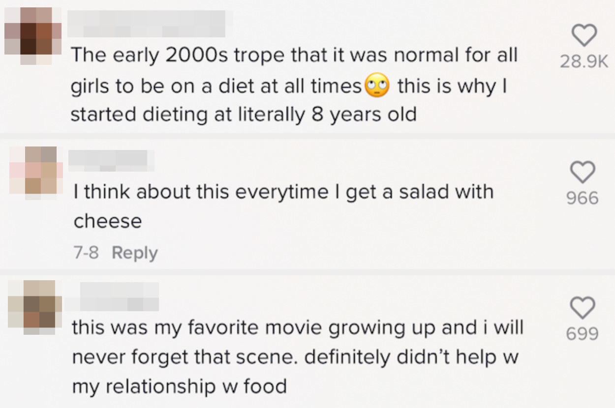 commenters saying this was why they started dieting at 8 years old