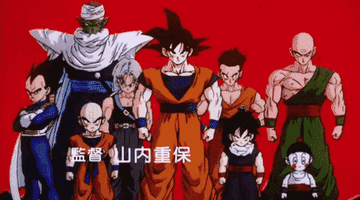 Goku turning into a Super Saiyan in front of the Z-Fighters in the intro to &quot;Dragon Ball Z&quot;