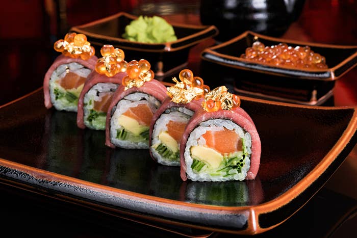Sushi with gold flakes