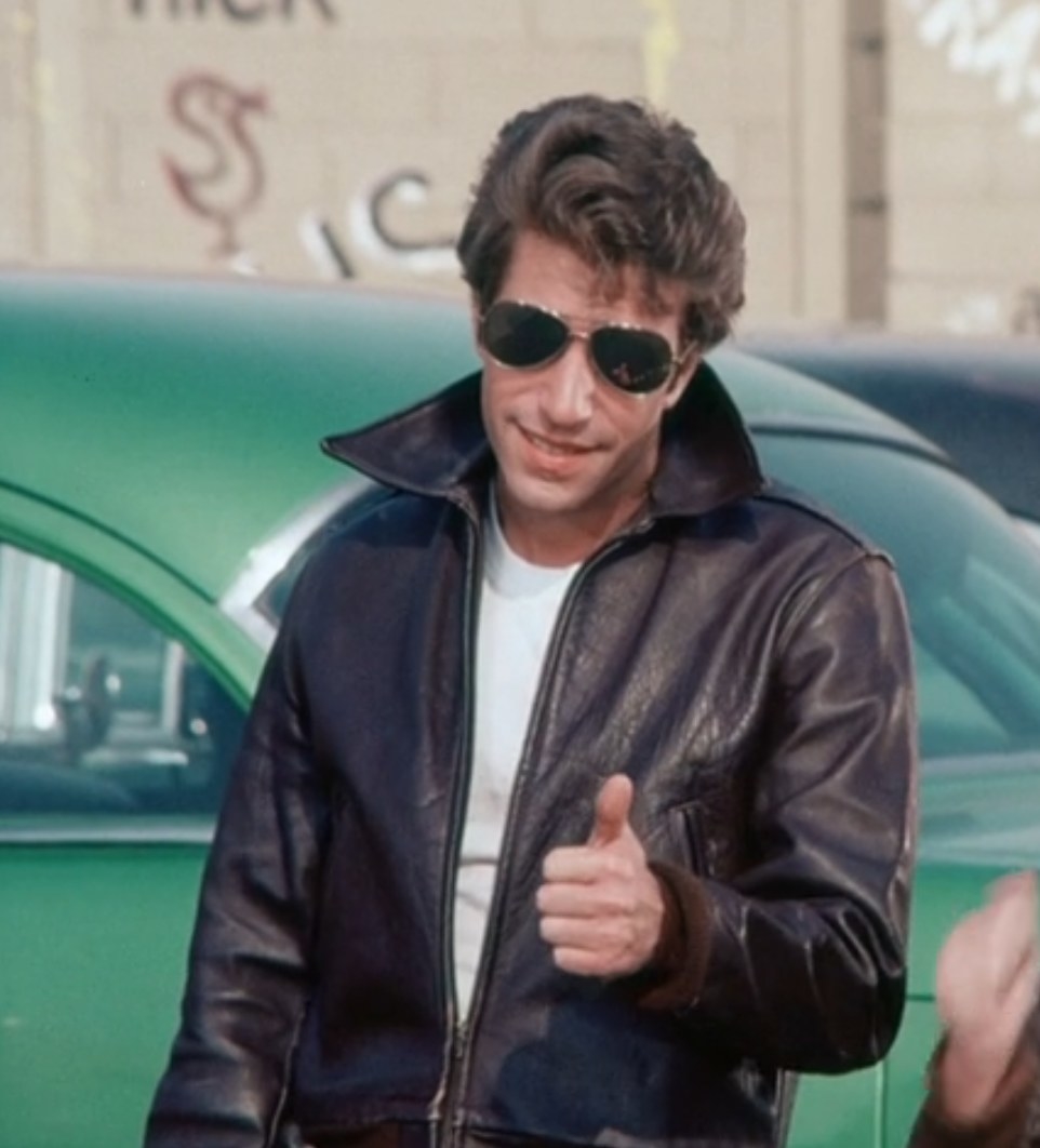 Henry Winkler as Fonzie gives a thumbs-up in &quot;Happy Days&quot;