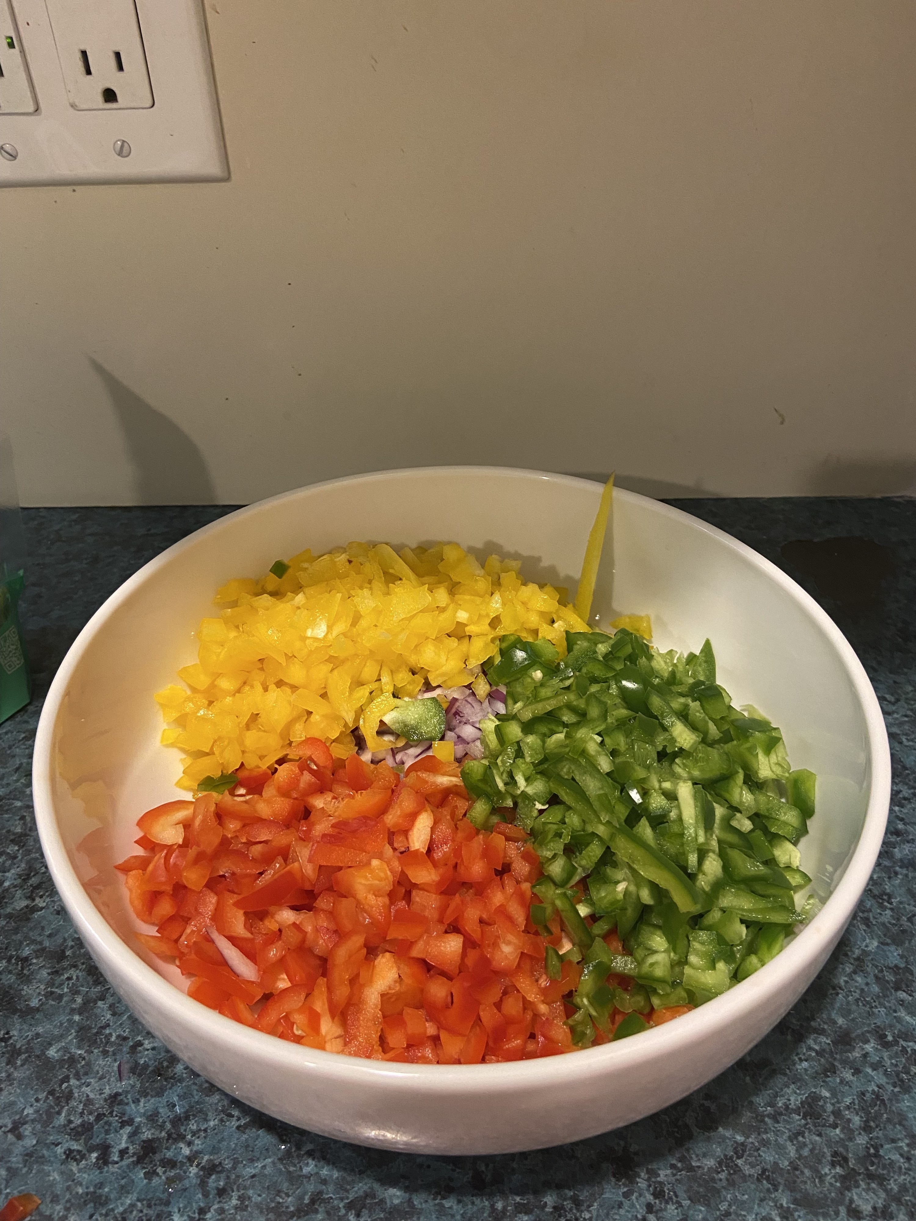 Chopped peppers and onions