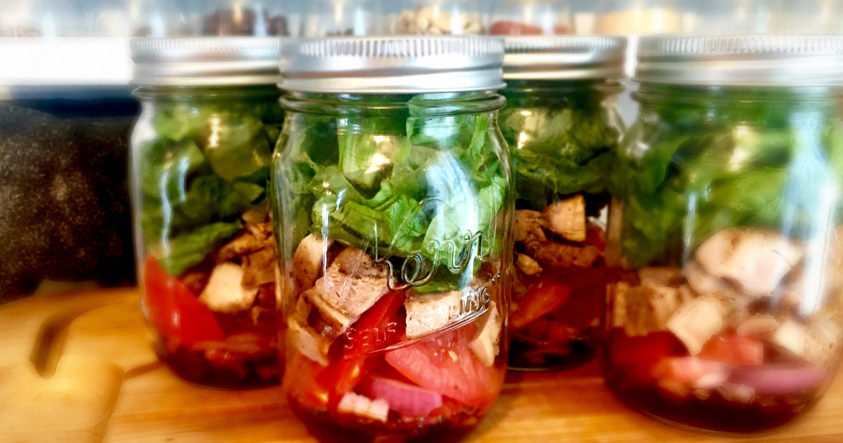 Salads in mason jars