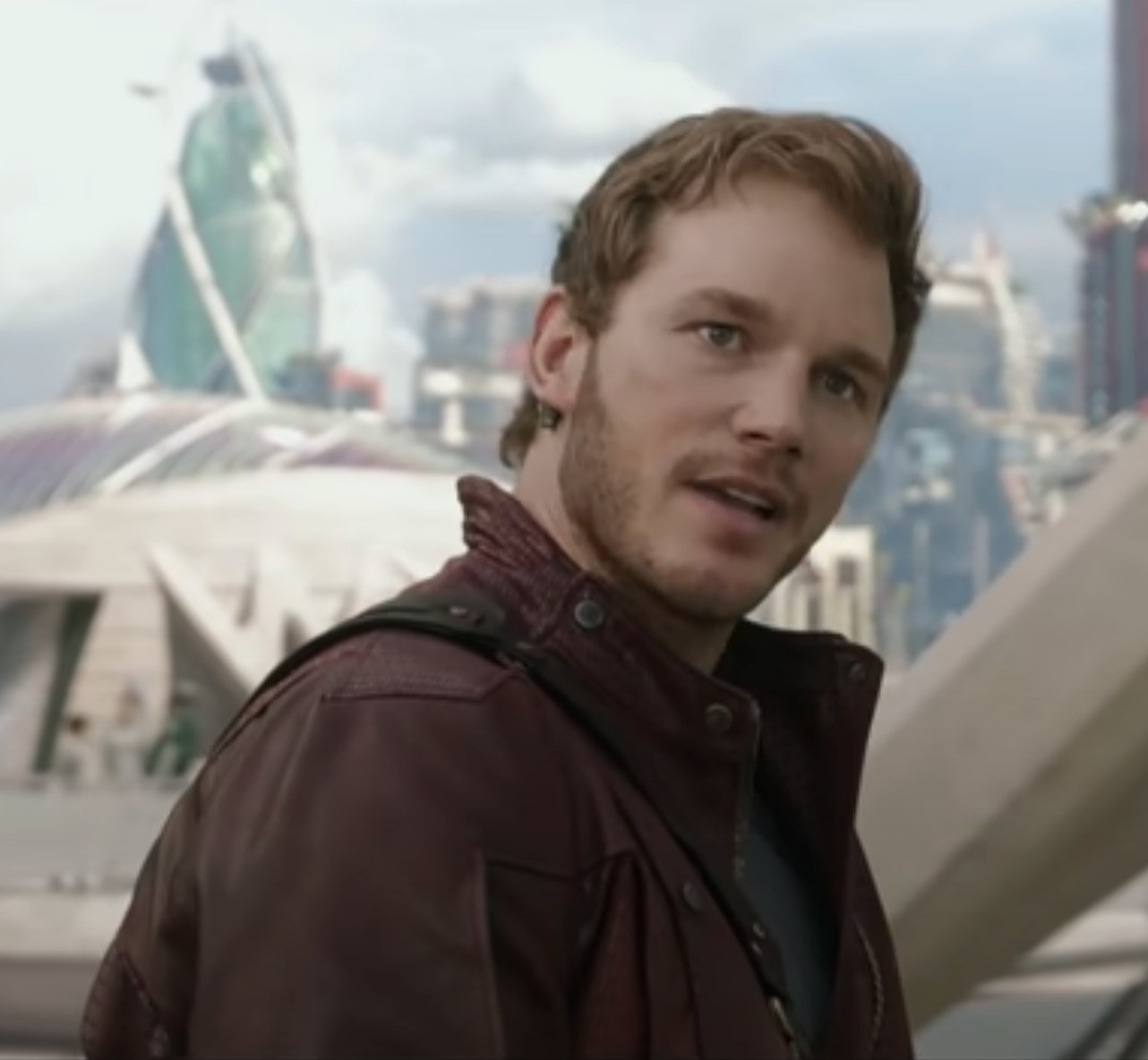 Chris Pratt as Peter Quill talks with Gamora in &quot;Guardians of the Galaxy&quot;