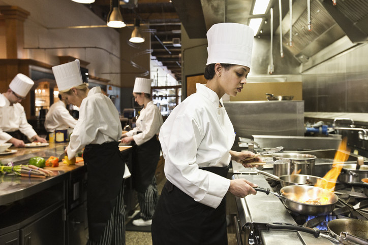 A chef working in a kitchen
