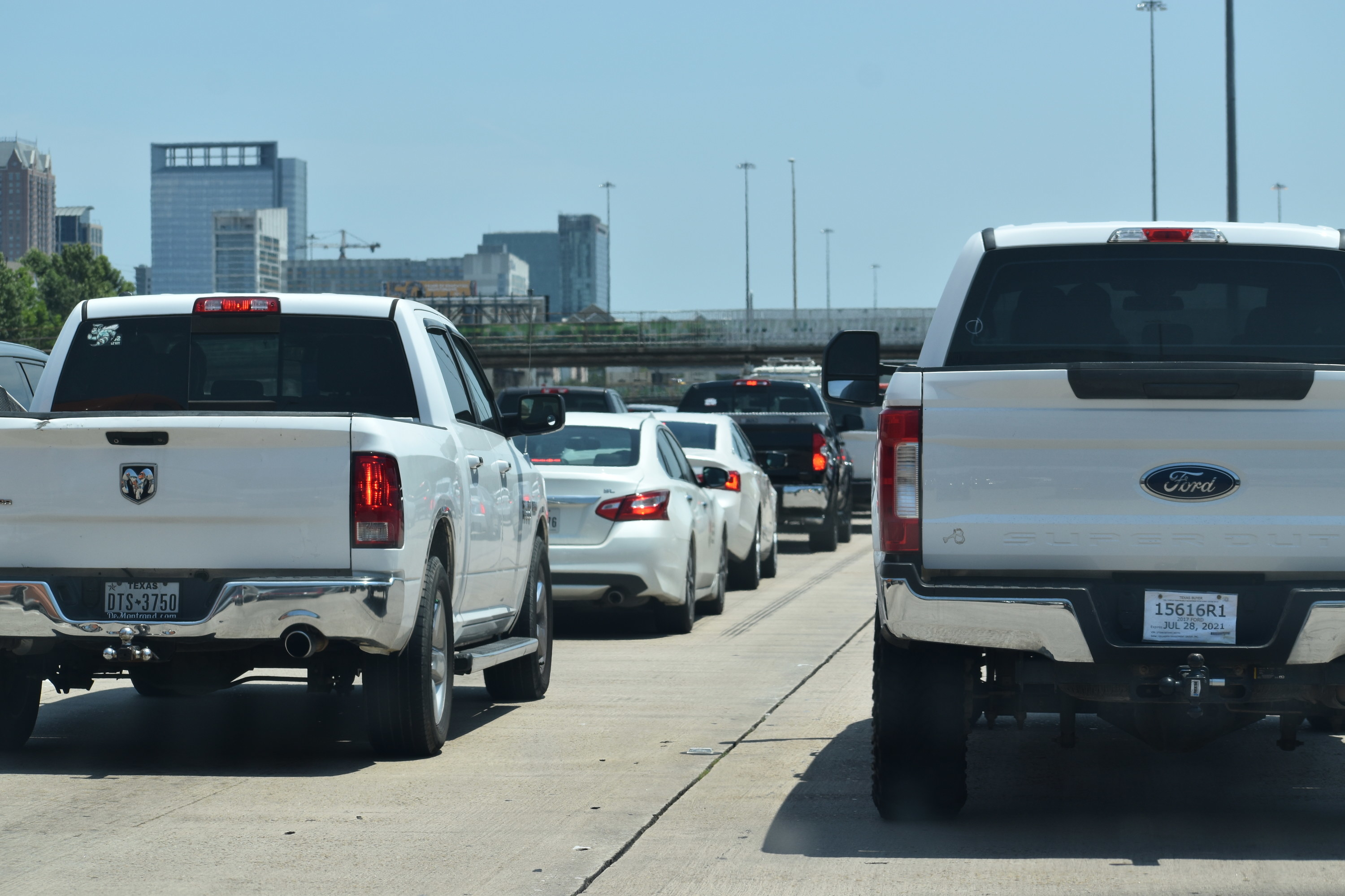 pickup trucks in traffic