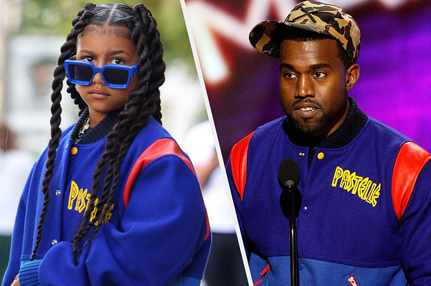 North West wears dad Kanye West's Pastelle jacket in Paris