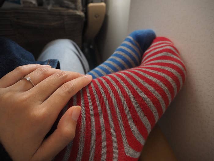 close up of someone in socks