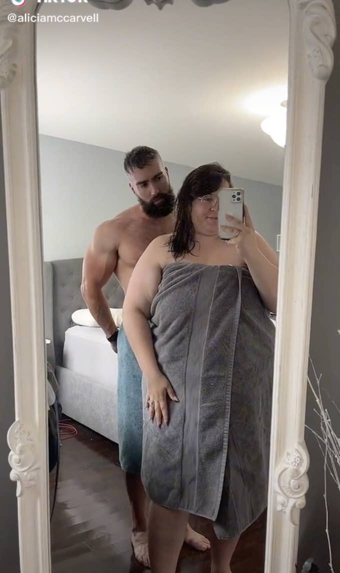 Alicia McCarvell and Scott in towels