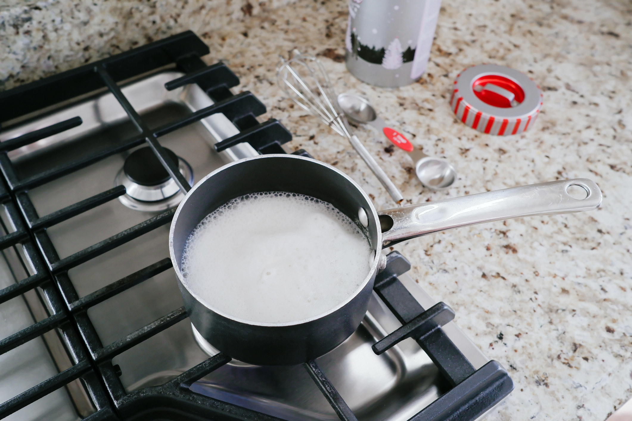 boiling milk on the stove top