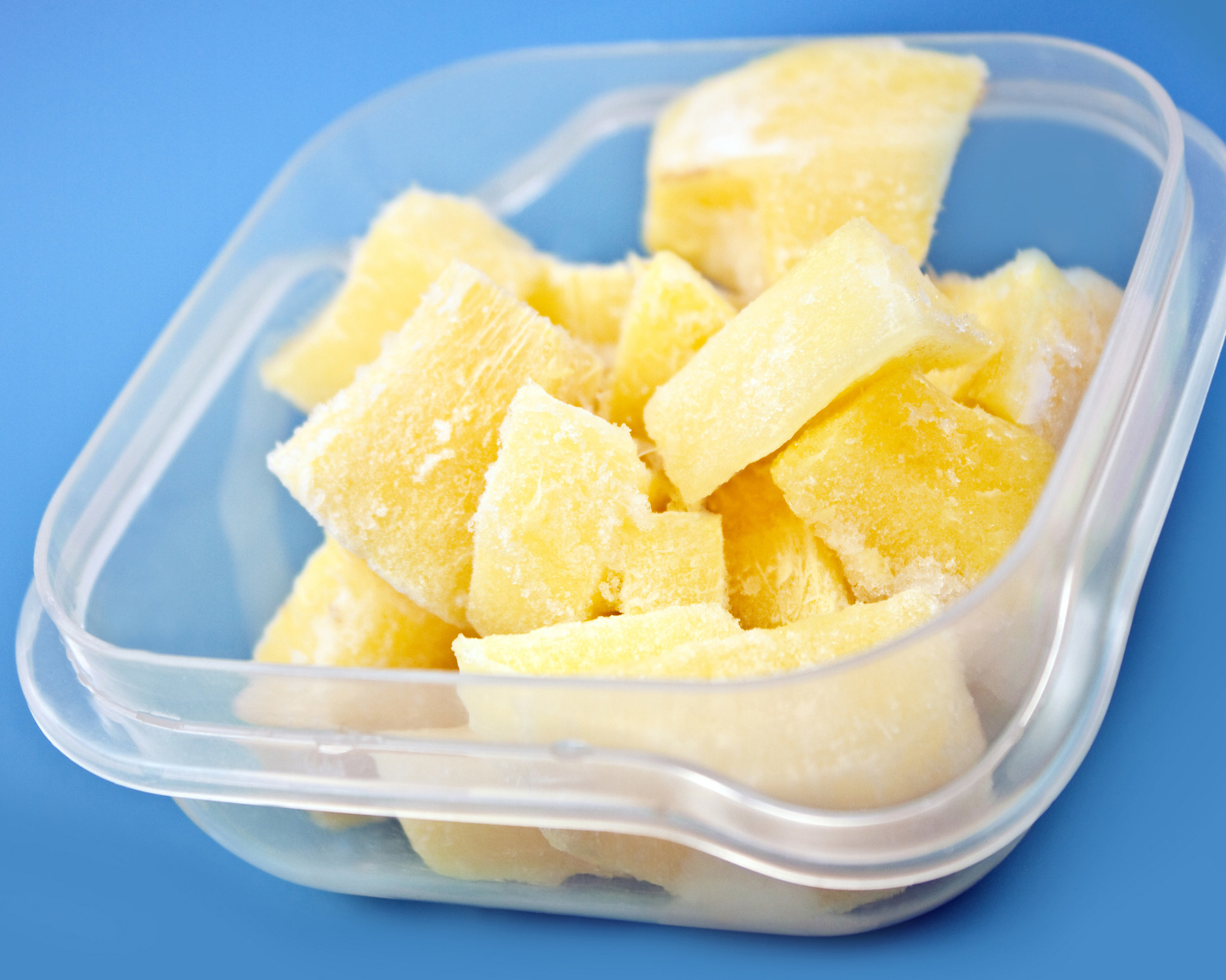 sliced ginger in a plastic container