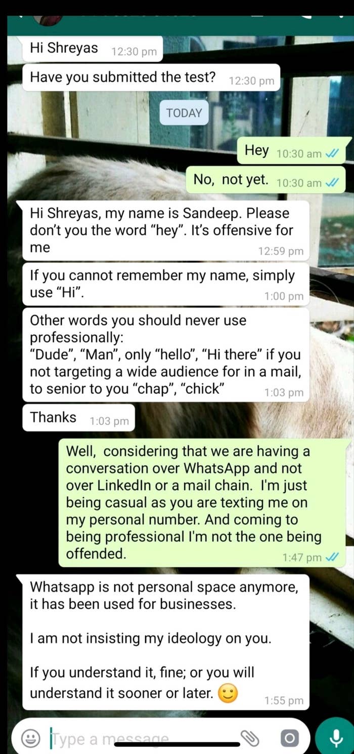 Screenshot of a Whatsapp conversation