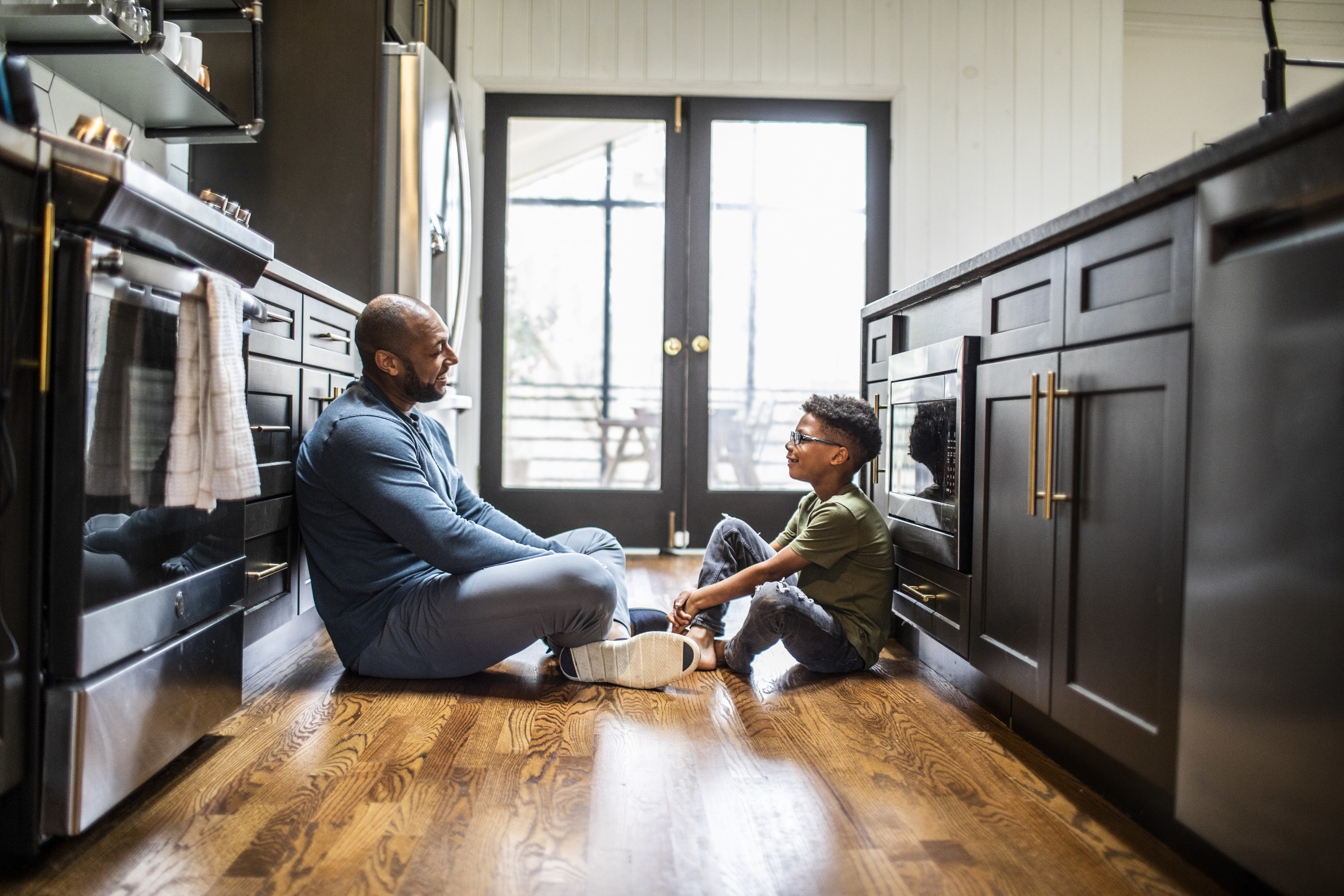 Father talking with son