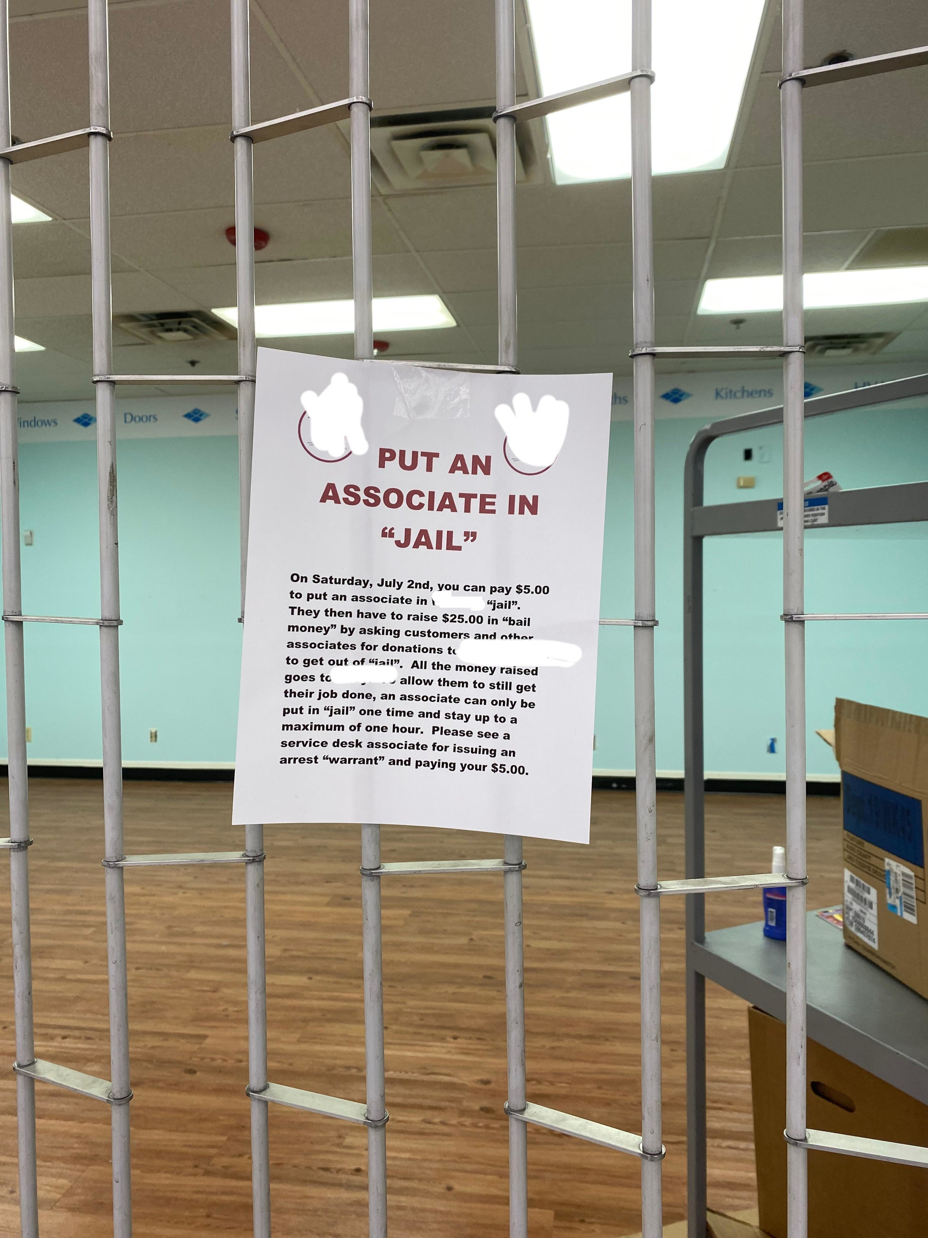 A notice asking to put an &quot;associate in jail.&quot;