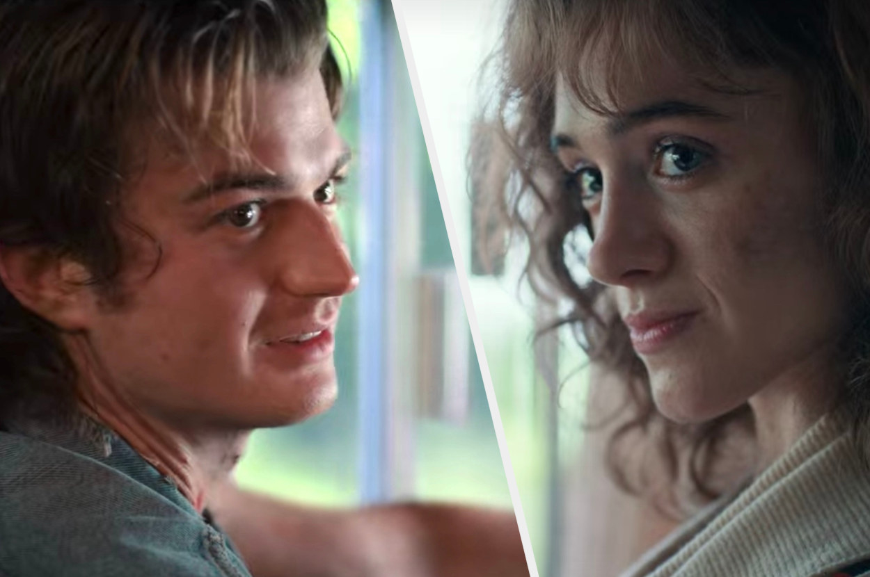 steve and nancy look at each other in &quot;stranger things&quot;