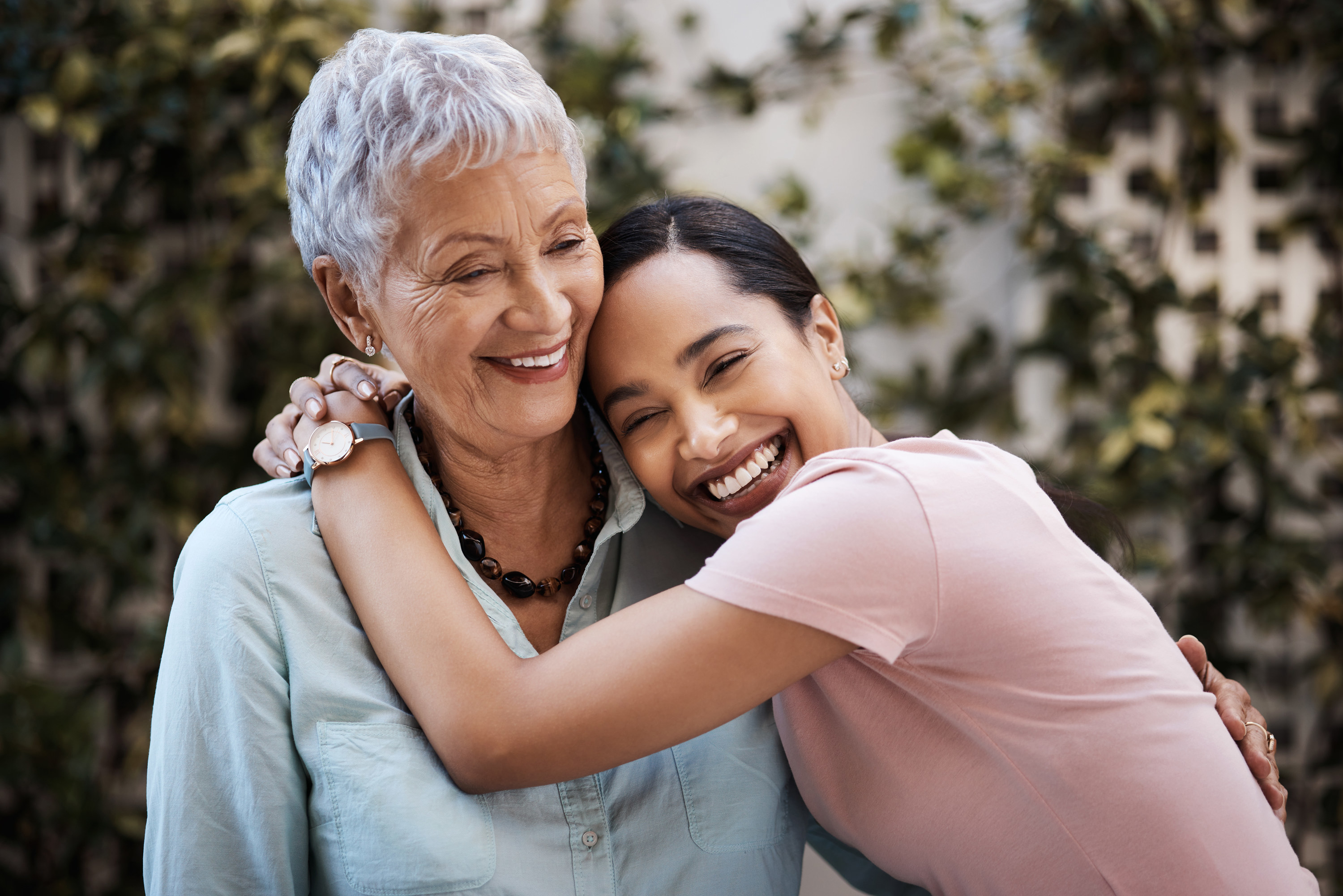 woman hugging her mom