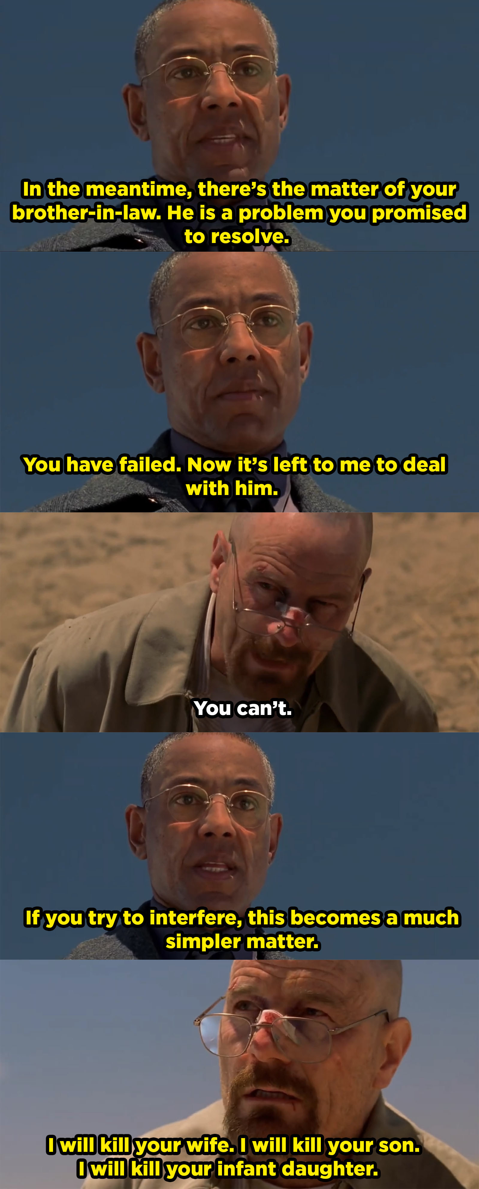 Gus threatening Walter White