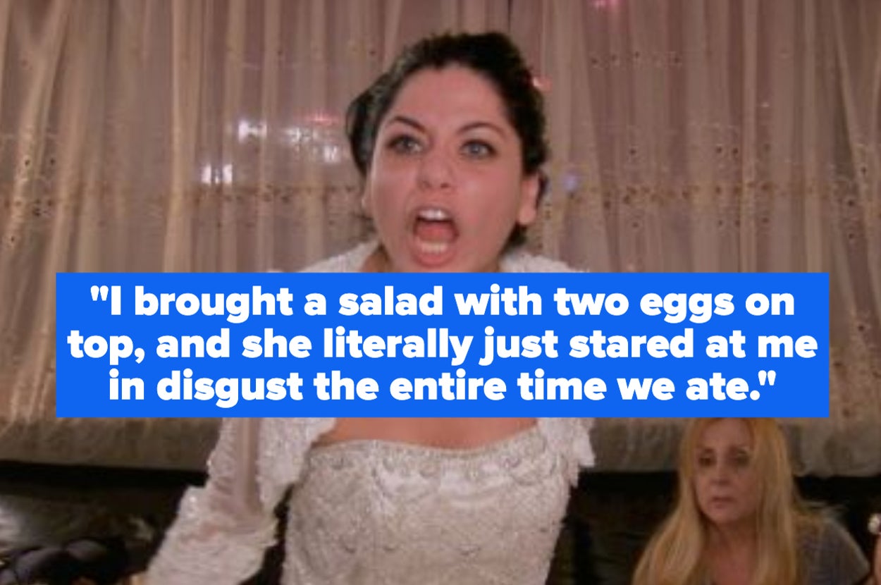 text: i brought a salad with two eggs on top, and she literally just stared at me in disgust the entire time i ate