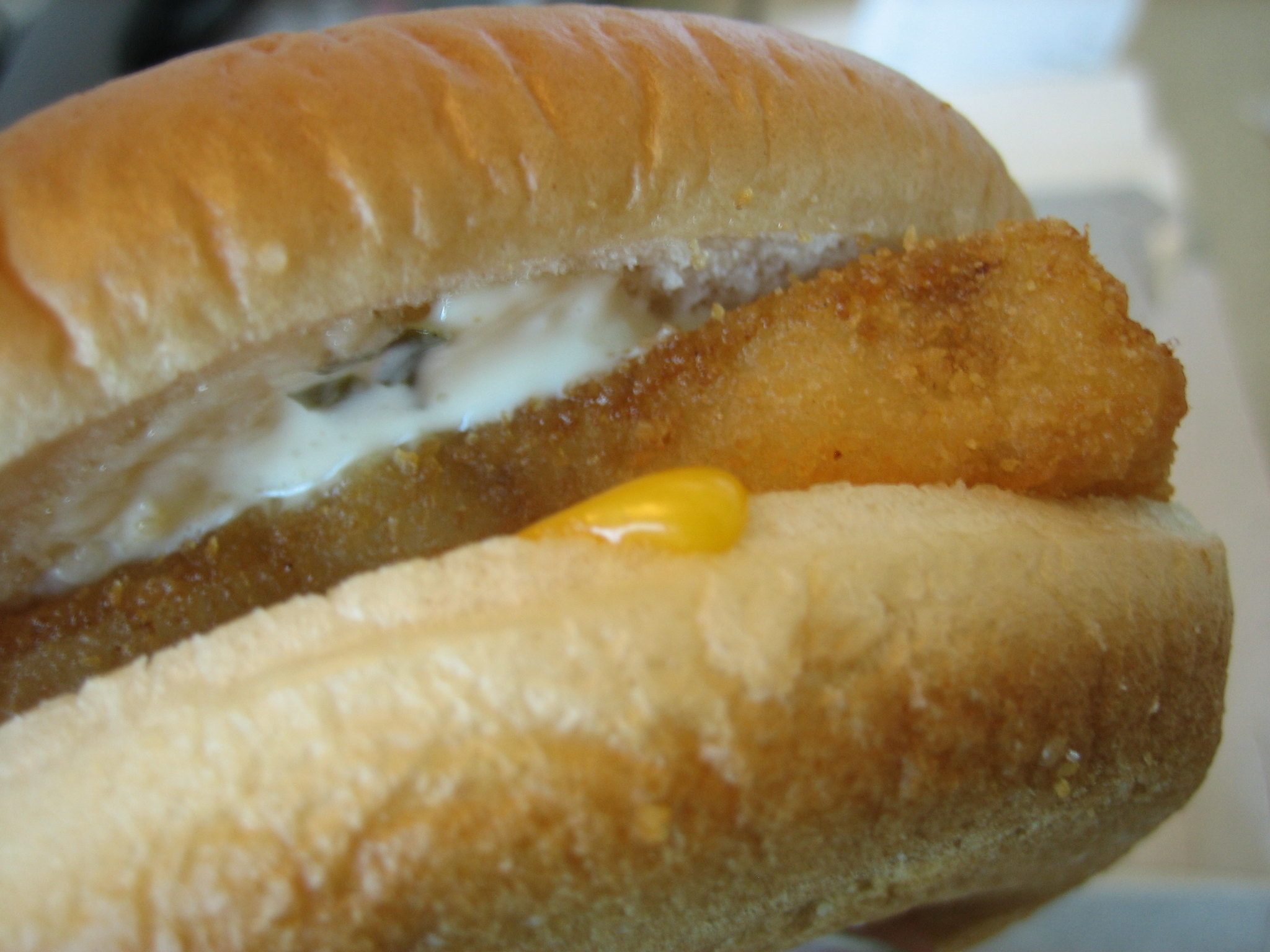A close up of Filet-O-Fish burger