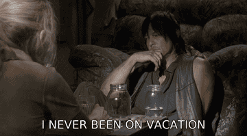 A man saying, &quot;I never been on vacation&quot;