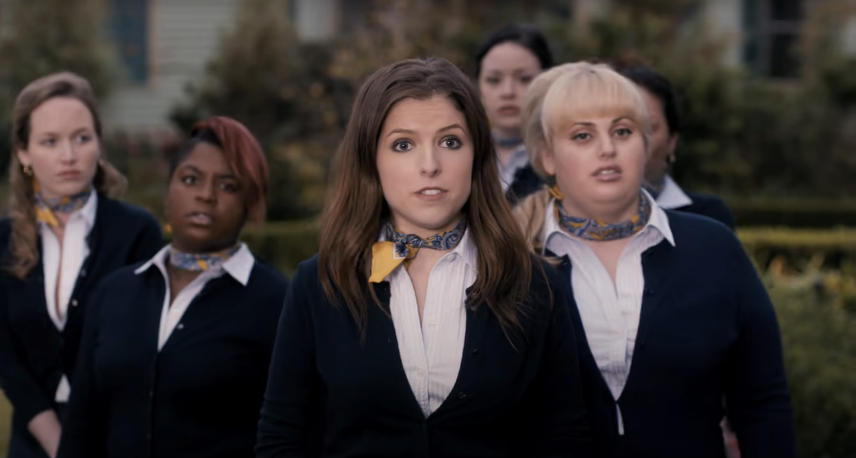 Anna Kendrick, Rebel Wilson and other &quot;pitch perfect&quot; cast in acapella uniform