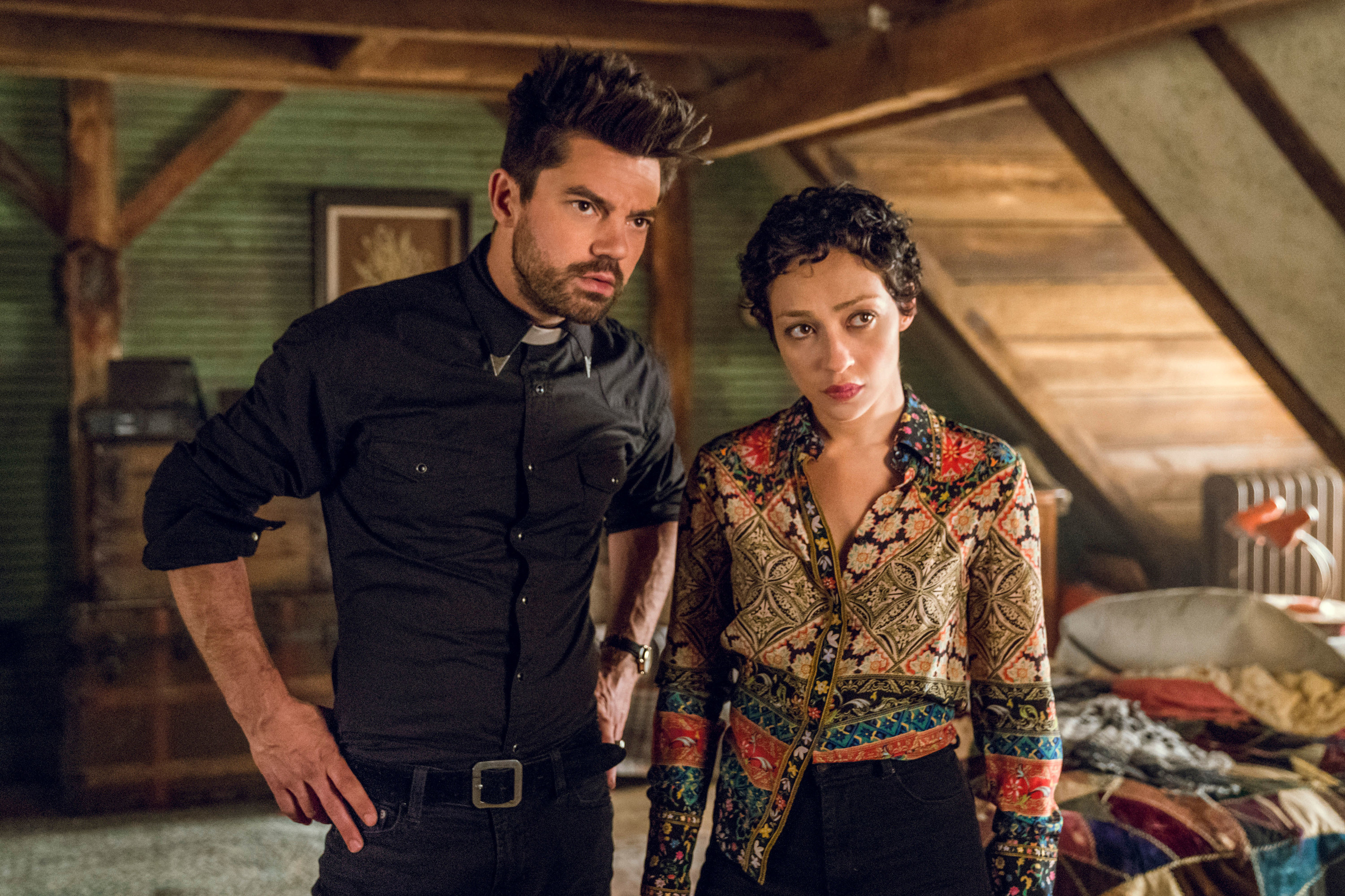 PREACHER, l-r: Dominic Cooper, Ruth Negga in &#x27;The Coffin&#x27; (Season 3, Episode 5, aired July 22, 2018)