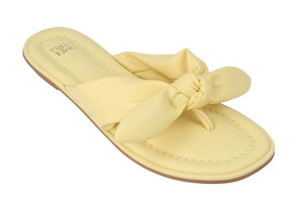 Yellow thong sandal with front yellow bow