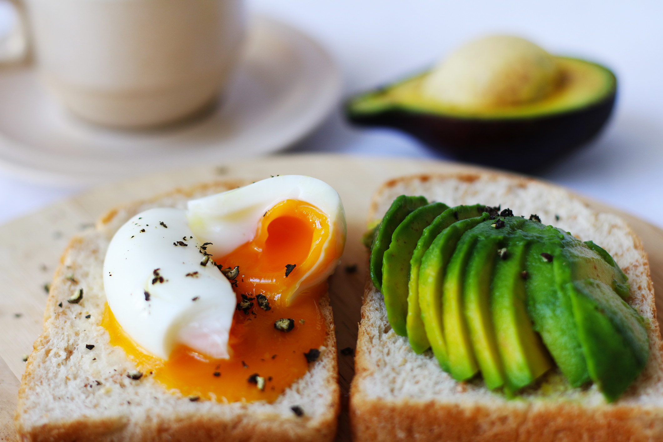 Avocado and a poached egg on toast.